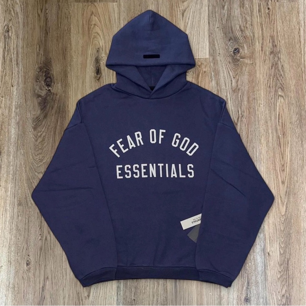 Fear of God Essentials Marine Navy Blue Pullover Hoodie